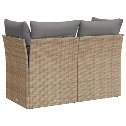 Tuinbank 2-Zits Met Kussens Poly Rattan