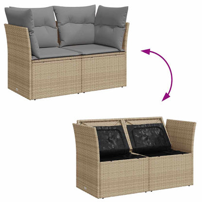 Tuinbank 2-Zits Met Kussens Poly Rattan