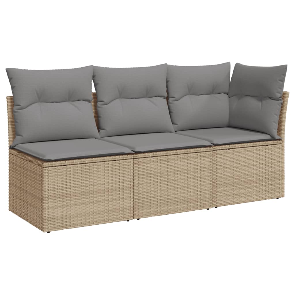 Tuinbank 3-Zits Met Kussens Poly Rattan