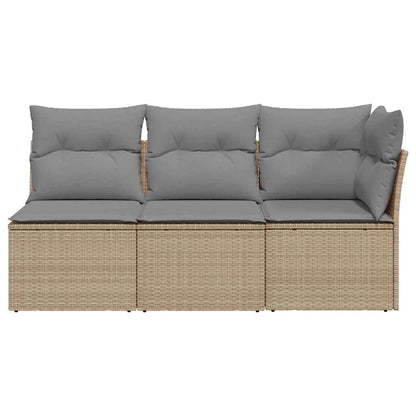 Tuinbank 3-Zits Met Kussens Poly Rattan