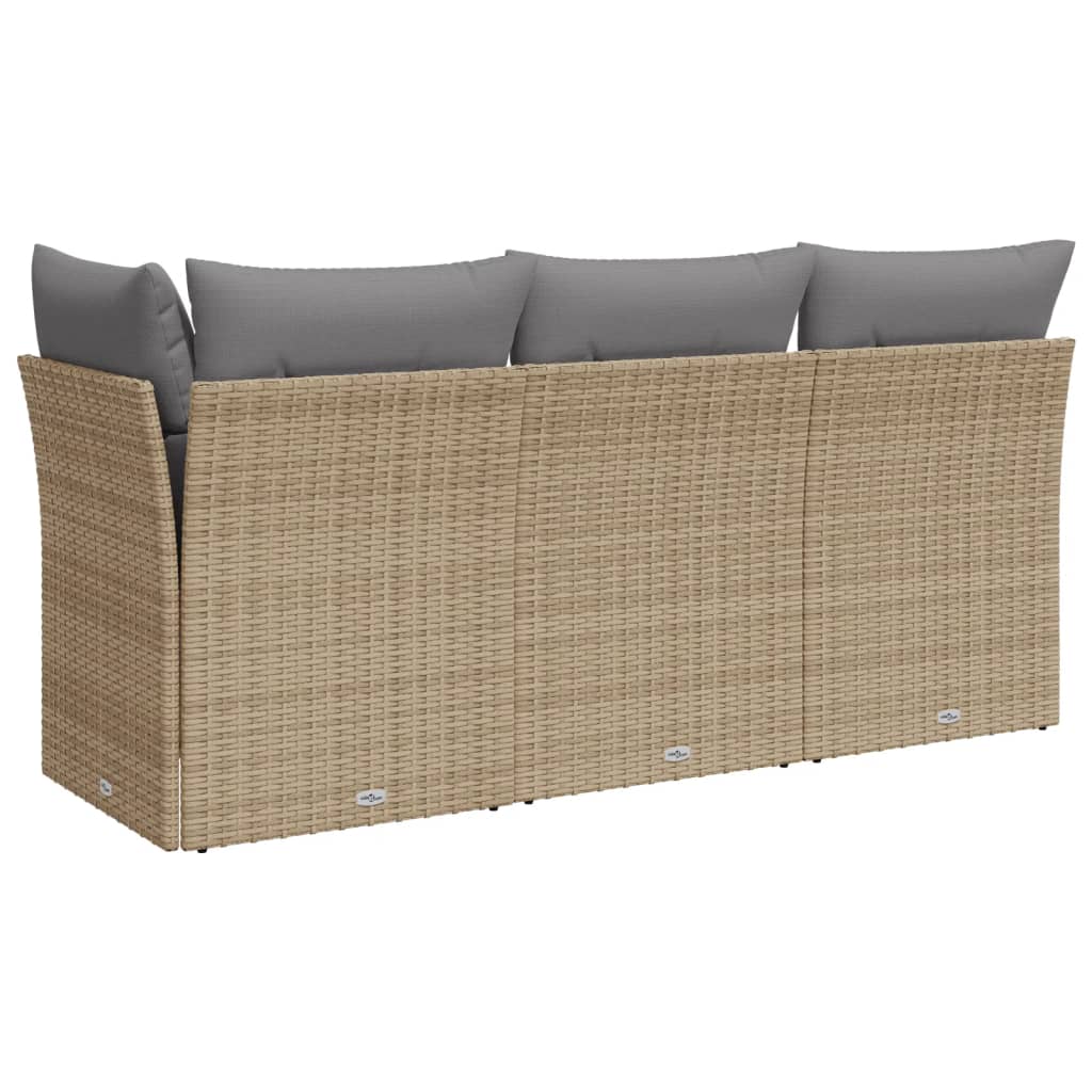 Tuinbank 3-Zits Met Kussens Poly Rattan