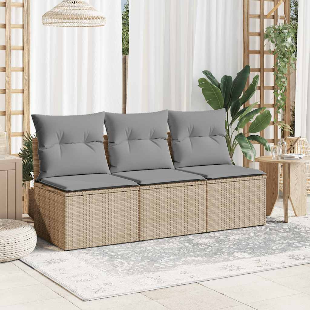 Tuinbank 3-Zits Met Kussens Poly Rattan