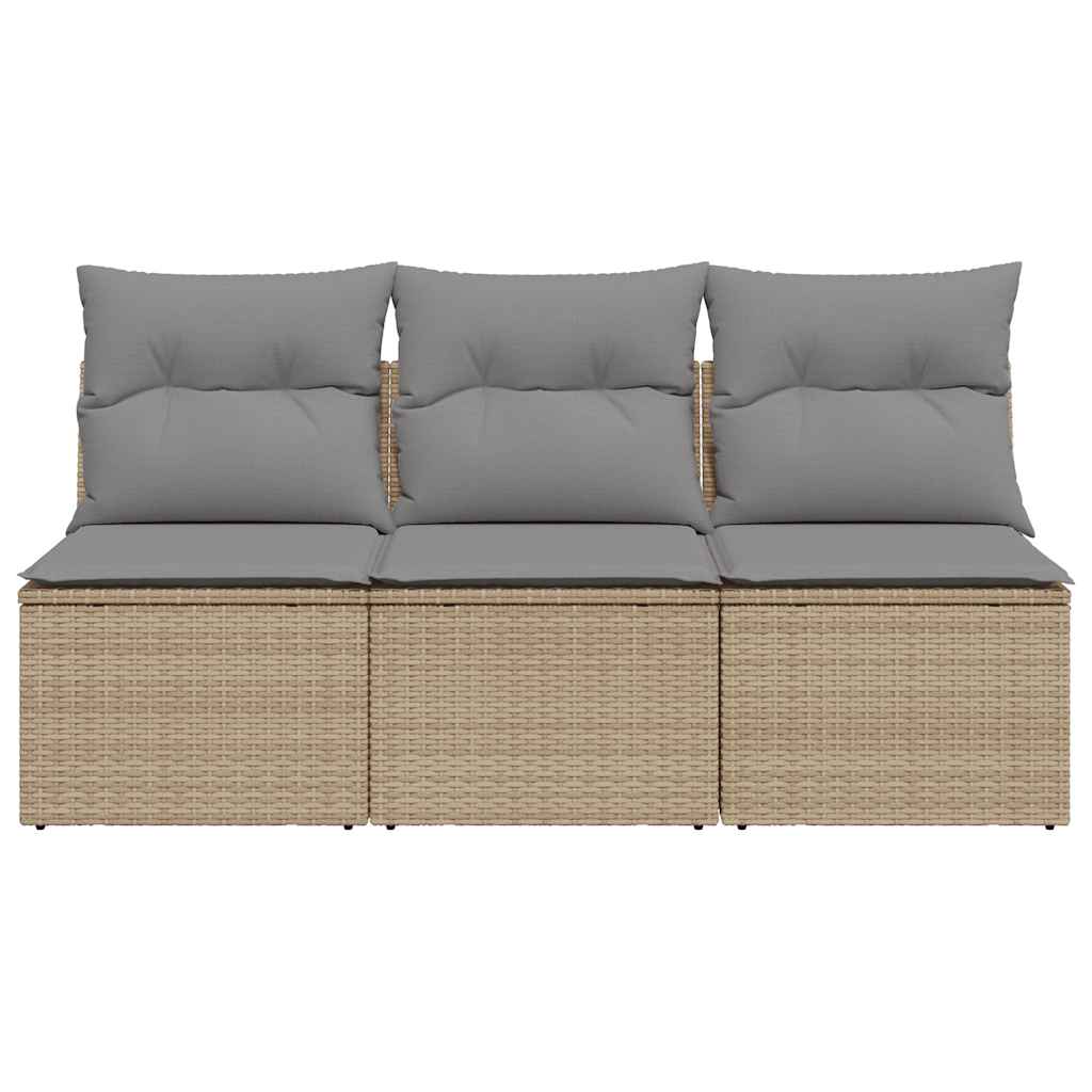 Tuinbank 3-Zits Met Kussens Poly Rattan