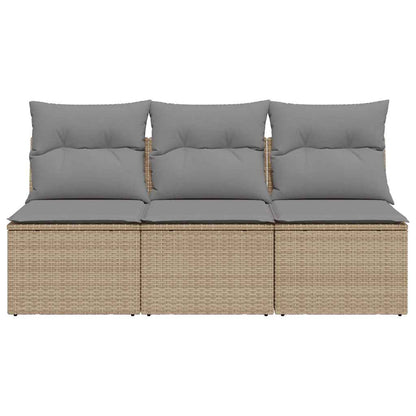Tuinbank 3-Zits Met Kussens Poly Rattan