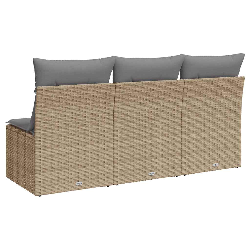 Tuinbank 3-Zits Met Kussens Poly Rattan