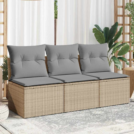 Tuinbank 3-Zits Met Kussens Poly Rattan