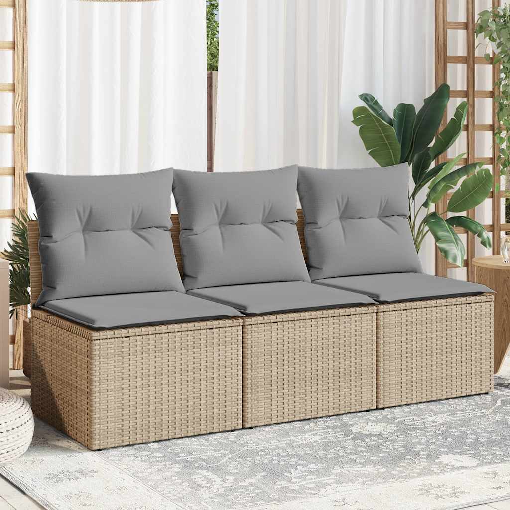 Tuinbank 3-Zits Met Kussens Poly Rattan
