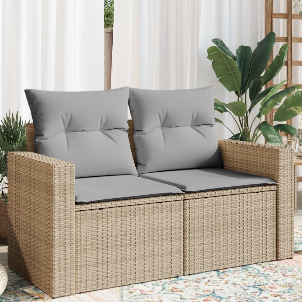 Tuinbank 2-Zits Met Kussens Poly Rattan