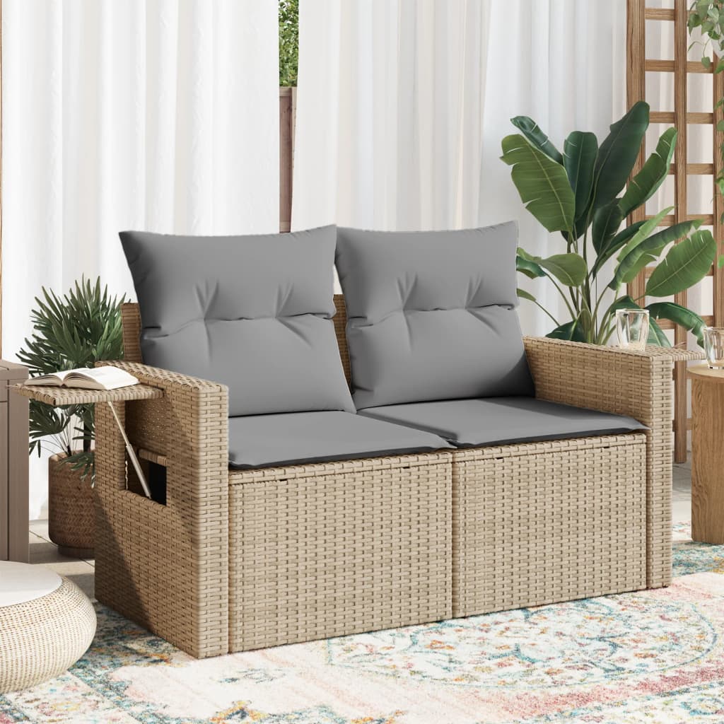 Tuinbank 2-Zits Met Kussens Poly Rattan