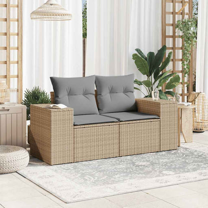 Tuinbank 2-Zits Met Kussens Poly Rattan