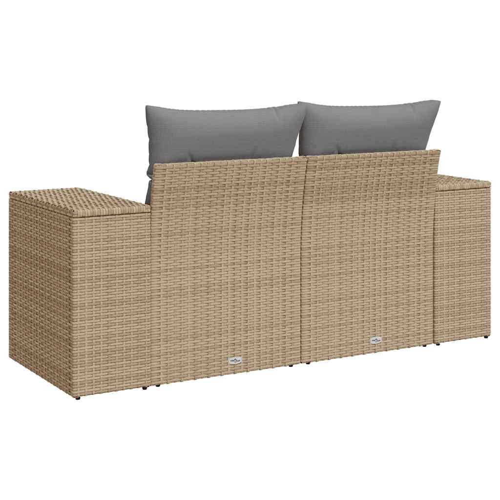 Tuinbank 2-Zits Met Kussens Poly Rattan