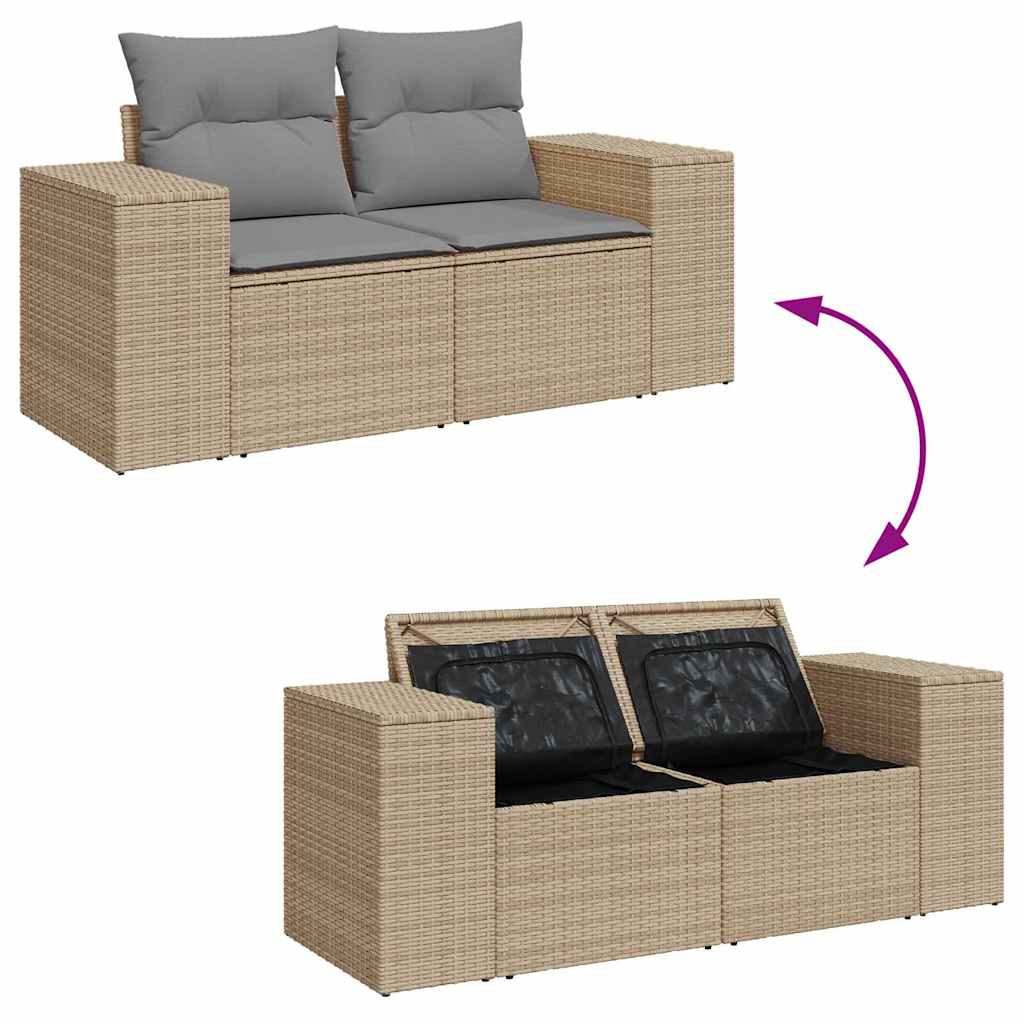 Tuinbank 2-Zits Met Kussens Poly Rattan