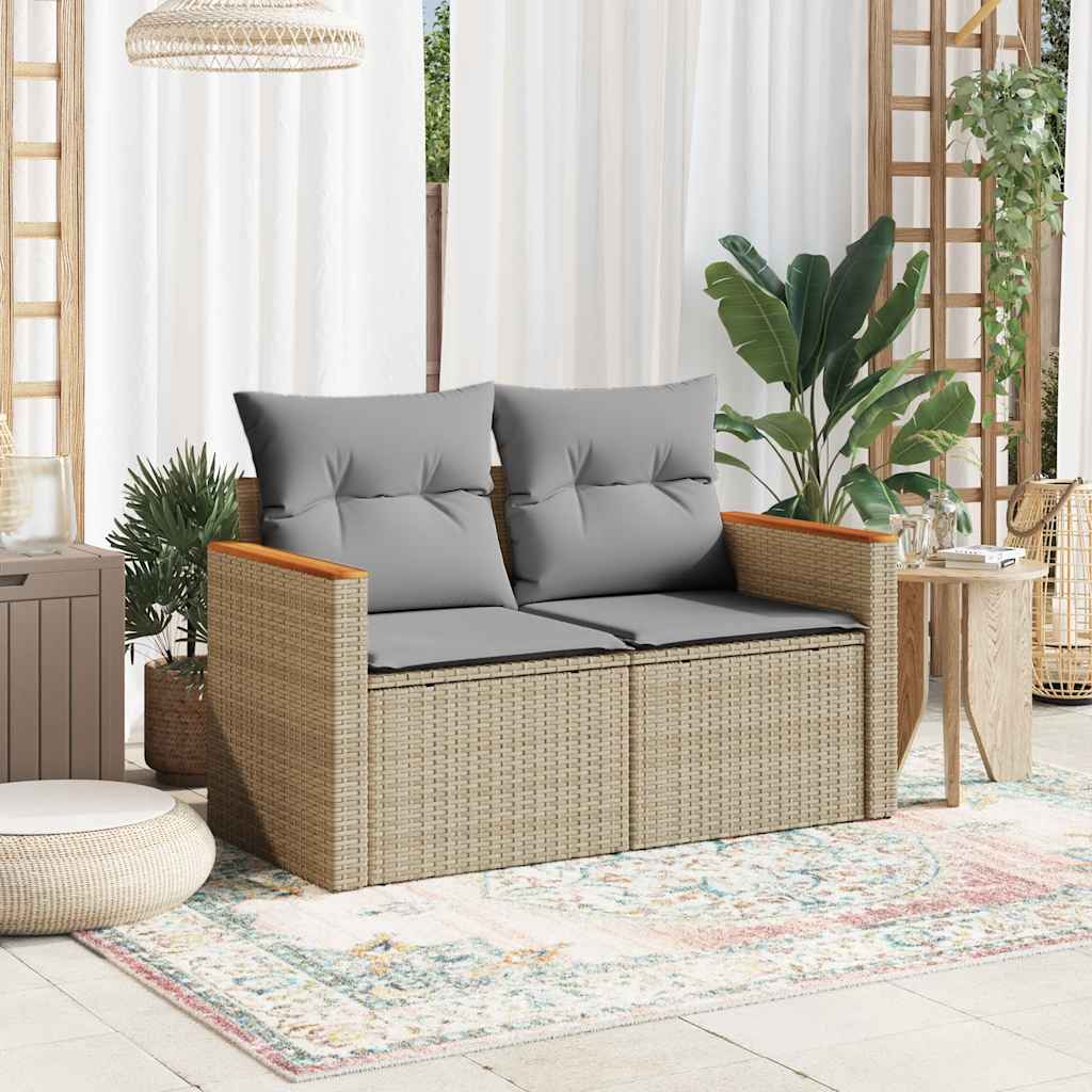 Tuinbank 2-Zits Met Kussens Poly Rattan
