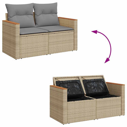 Tuinbank 2-Zits Met Kussens Poly Rattan