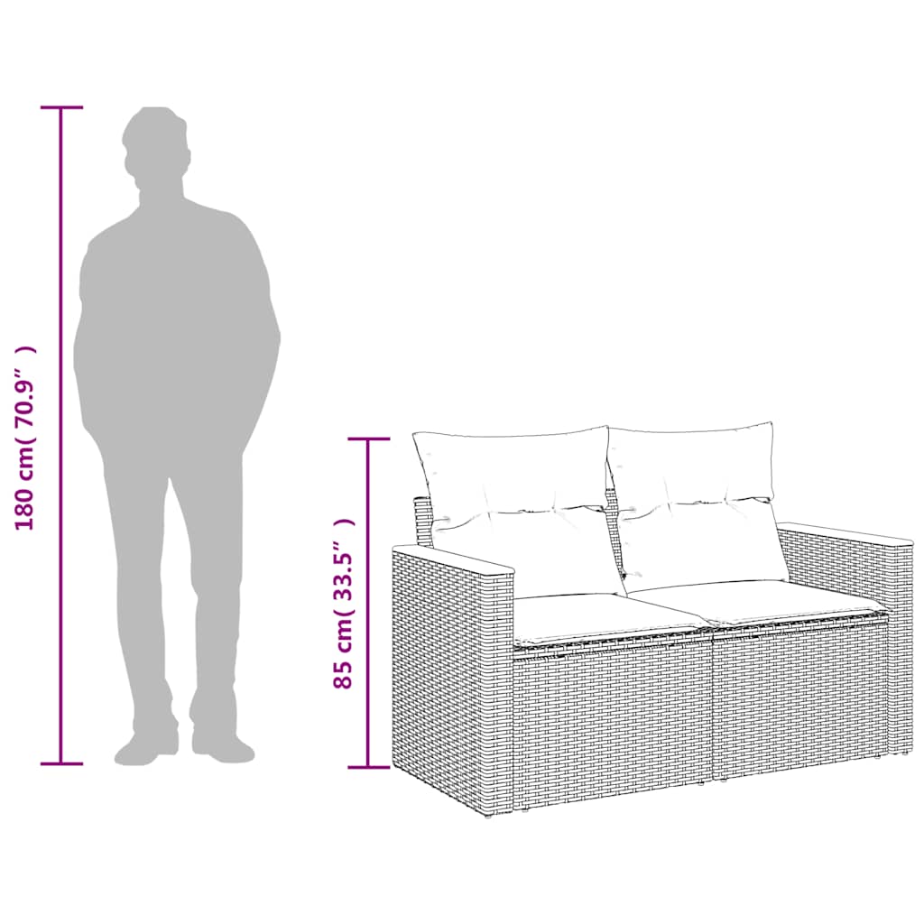 Tuinbank 2-Zits Met Kussens Poly Rattan