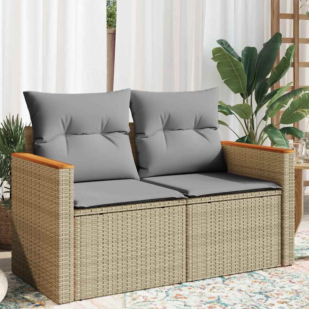 Tuinbank 2-Zits Met Kussens Poly Rattan