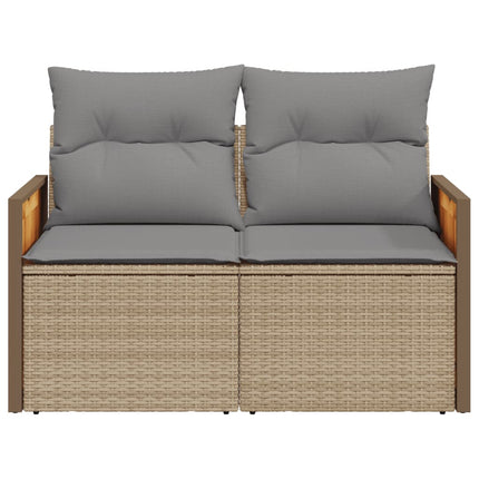 Tuinbank 2-Zits Met Kussens Poly Rattan Beige