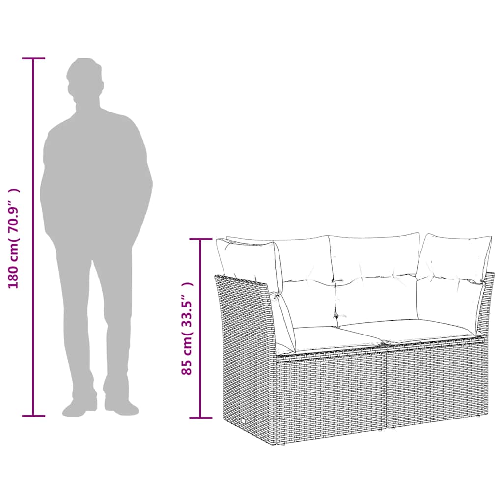 Tuinbank 2-Zits Met Kussens Poly Rattan