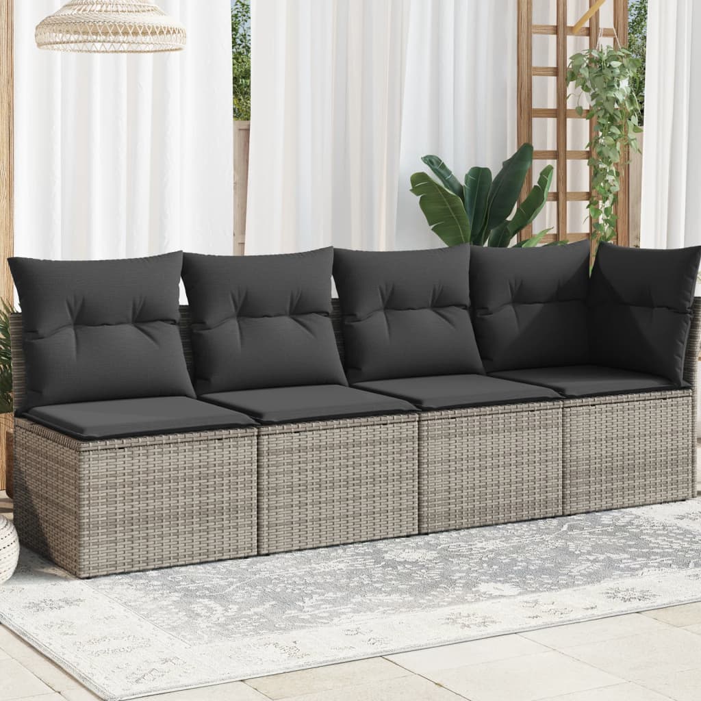 Tuinbank 4-Zits Met Kussens Poly Rattan
