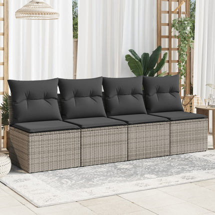 Tuinbank 4-Zits Met Kussens Poly Rattan