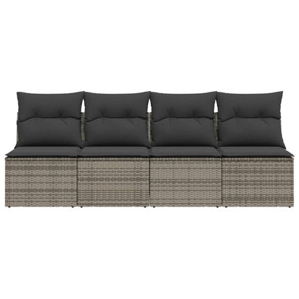 Tuinbank 4-Zits Met Kussens Poly Rattan