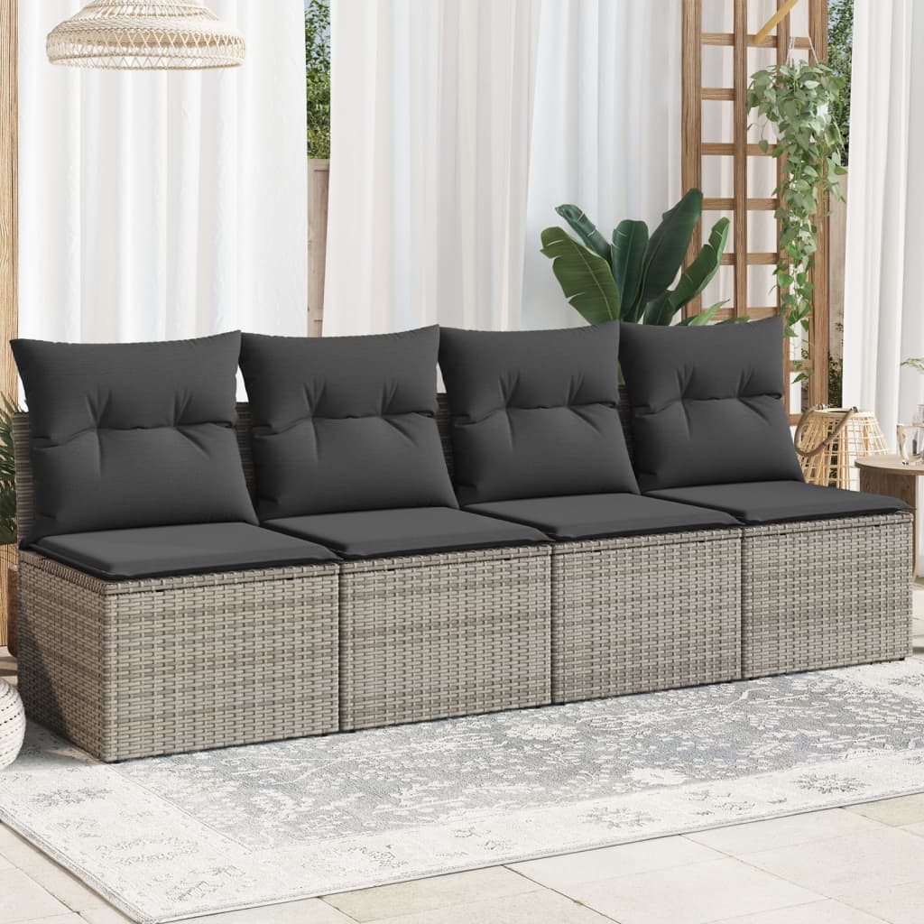 Tuinbank 4-Zits Met Kussens Poly Rattan