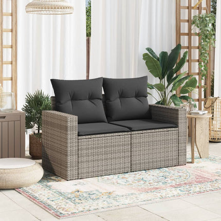 Tuinbank 2-Zits Met Kussens Poly Rattan