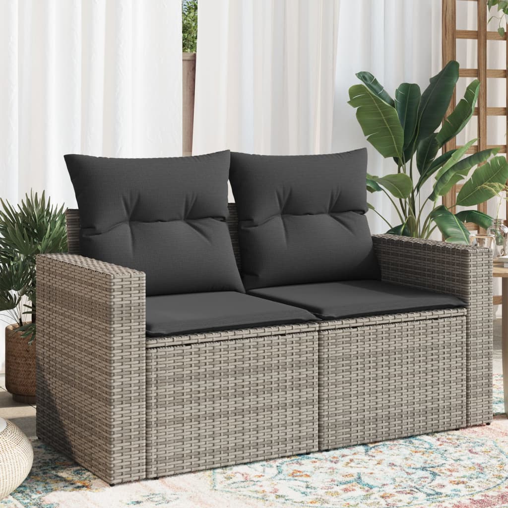 Tuinbank 2-Zits Met Kussens Poly Rattan