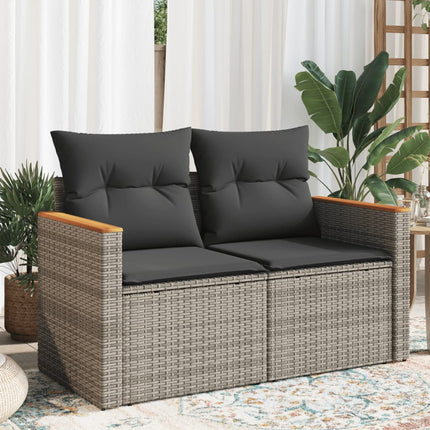 Tuinbank Met Kussens 2-Zits Poly Rattan