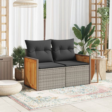 Tuinbank 2-Zits Met Kussens Poly Rattan