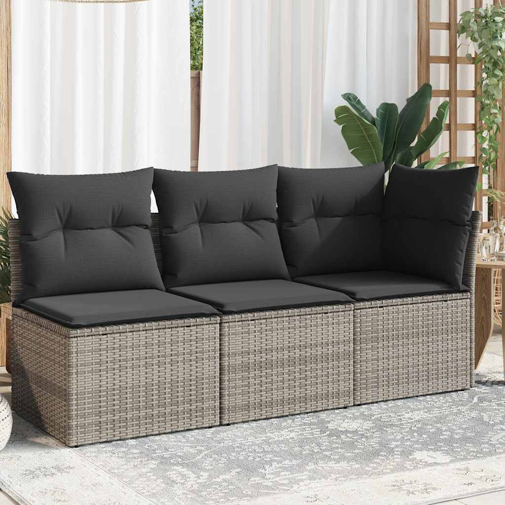 Tuinbank 3-Zits Met Kussens Poly Rattan