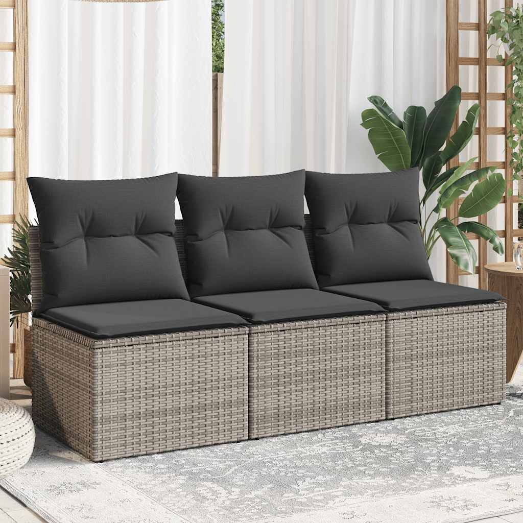 Tuinbank 3-Zits Met Kussens Poly Rattan