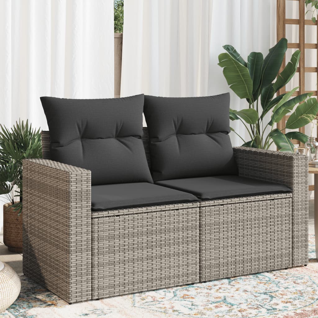 Tuinbank 2-Zits Met Kussens Poly Rattan