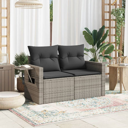 Tuinbank 2-Zits Met Kussens Poly Rattan