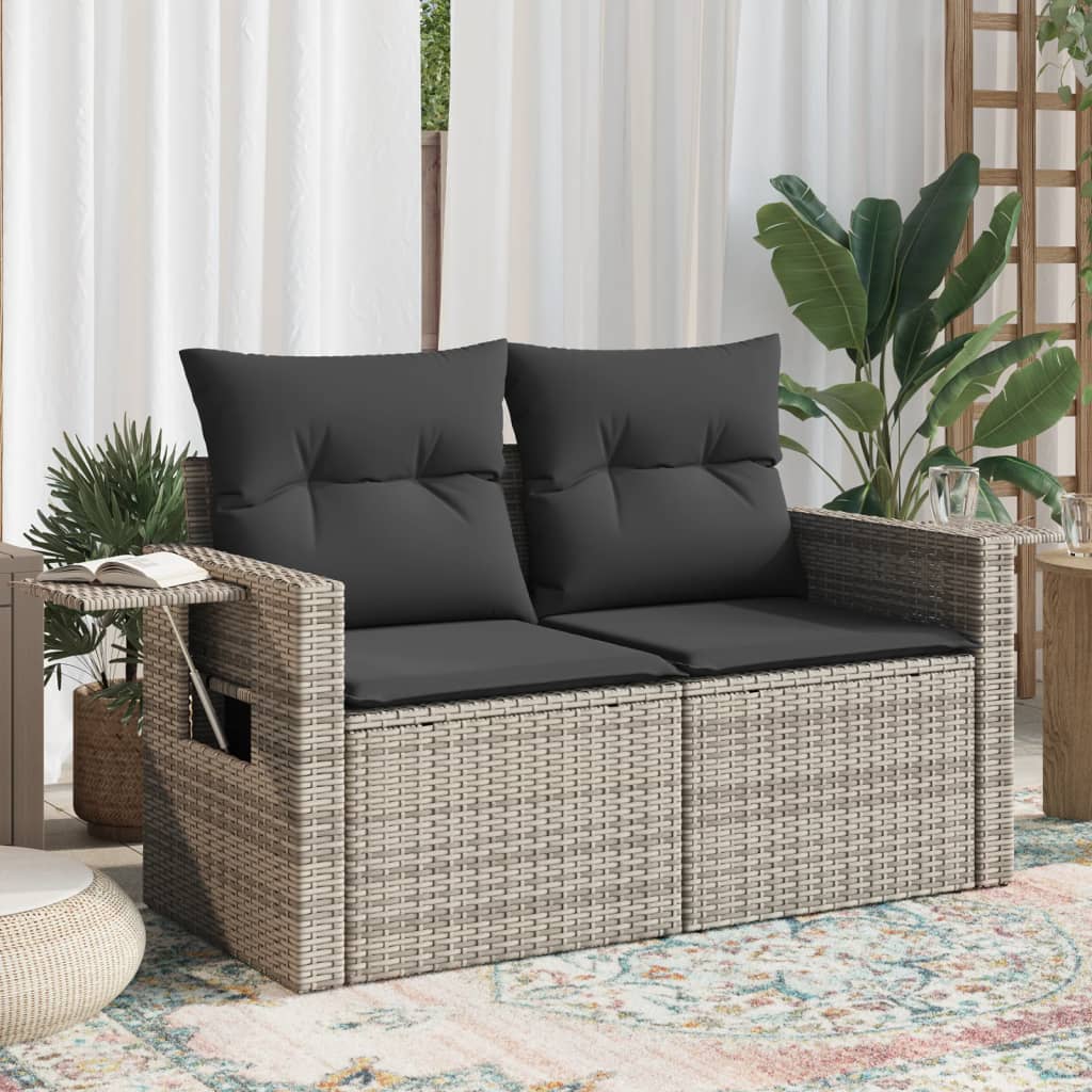 Tuinbank 2-Zits Met Kussens Poly Rattan