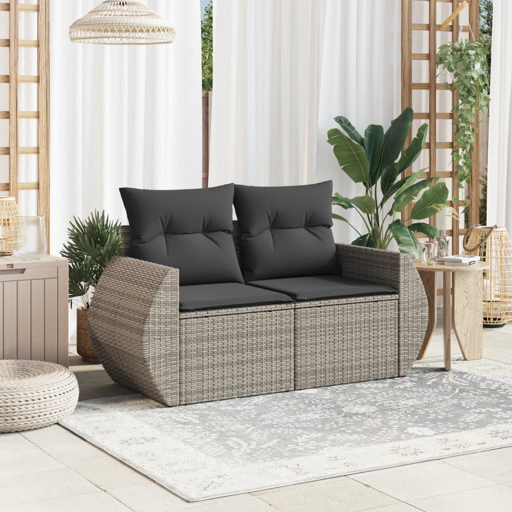Tuinbank 2-Zits Met Kussens Poly Rattan