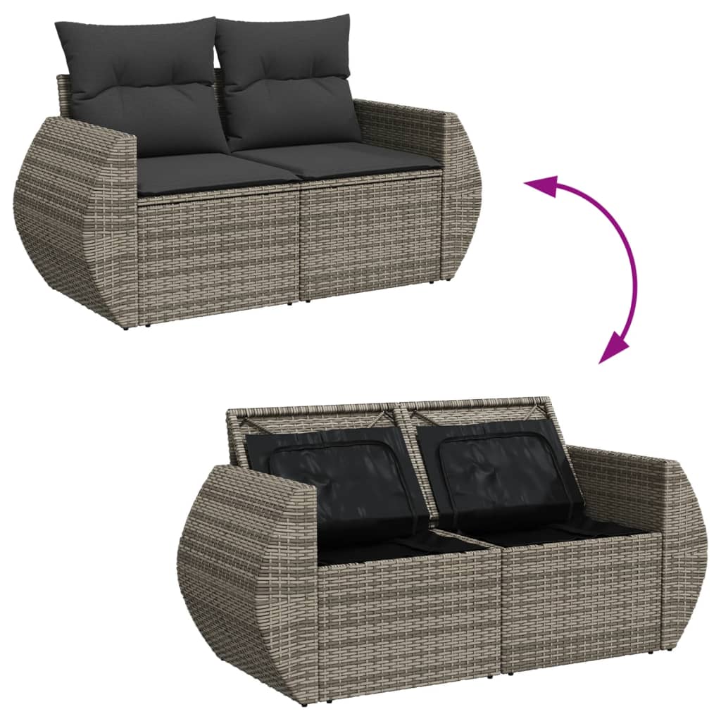 Tuinbank 2-Zits Met Kussens Poly Rattan