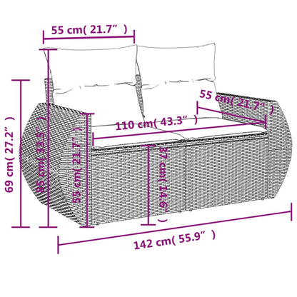 Tuinbank 2-Zits Met Kussens Poly Rattan