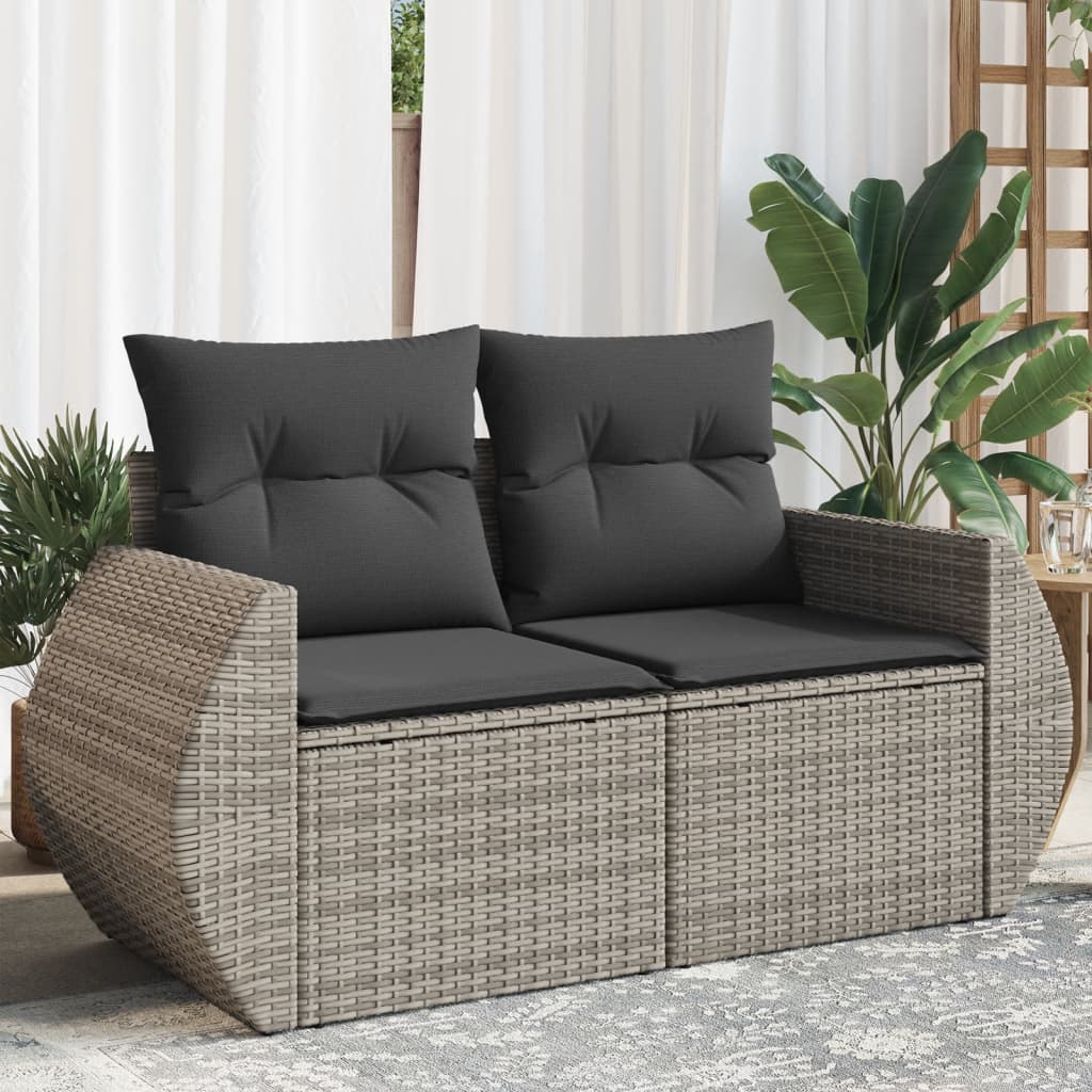Tuinbank 2-Zits Met Kussens Poly Rattan
