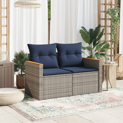 Tuinbank Met Kussens 2-Zits Poly Rattan