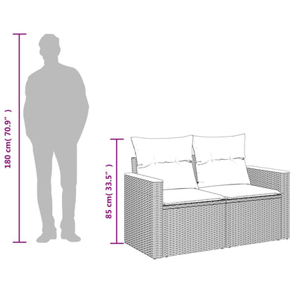 Tuinbank Met Kussens 2-Zits Poly Rattan