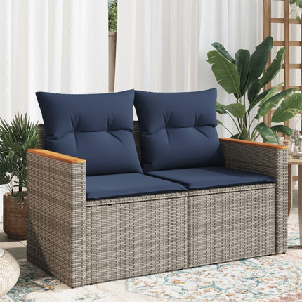 Tuinbank Met Kussens 2-Zits Poly Rattan