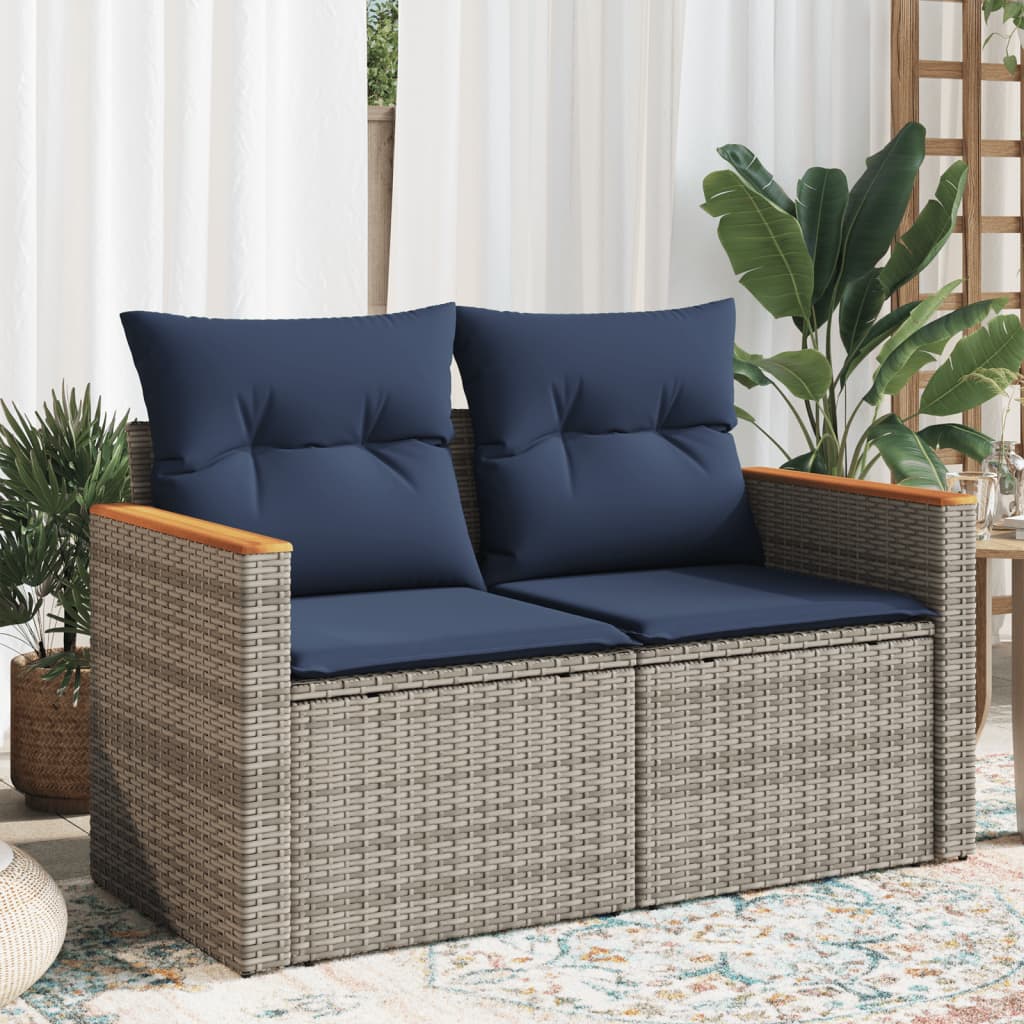 Tuinbank Met Kussens 2-Zits Poly Rattan