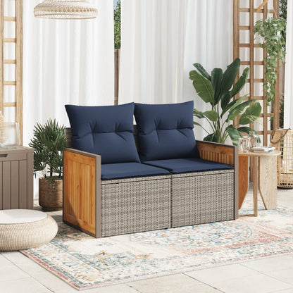 Tuinbank Met Kussens 2-Zits Poly Rattan