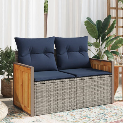 Tuinbank Met Kussens 2-Zits Poly Rattan