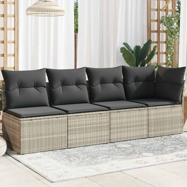 Tuinbank 4-Zits Met Kussens Poly Rattan