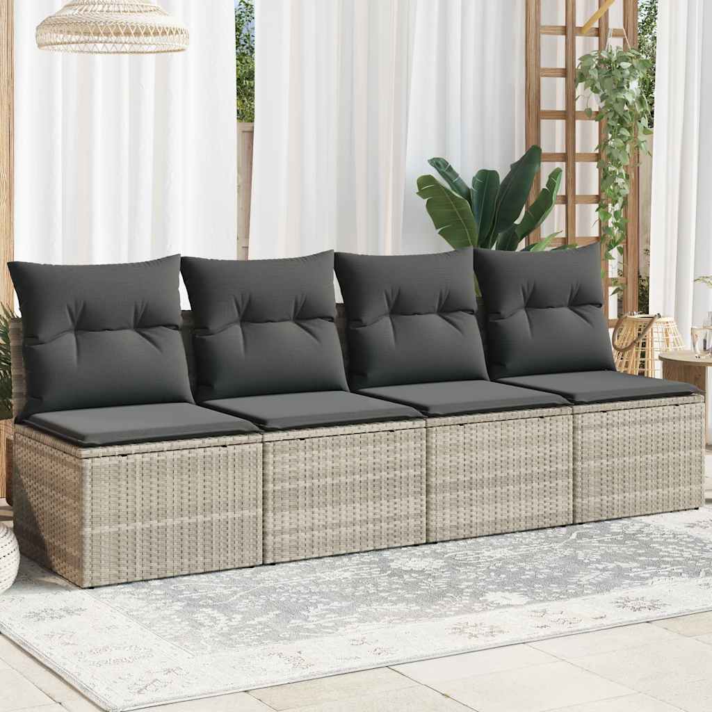 Tuinbank 4-Zits Met Kussens Poly Rattan