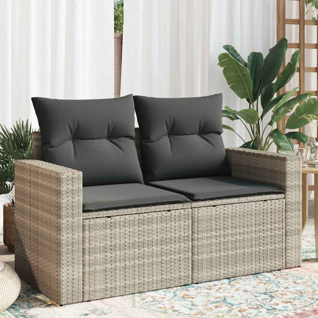 Tuinbank 2-Zits Met Kussens Poly Rattan