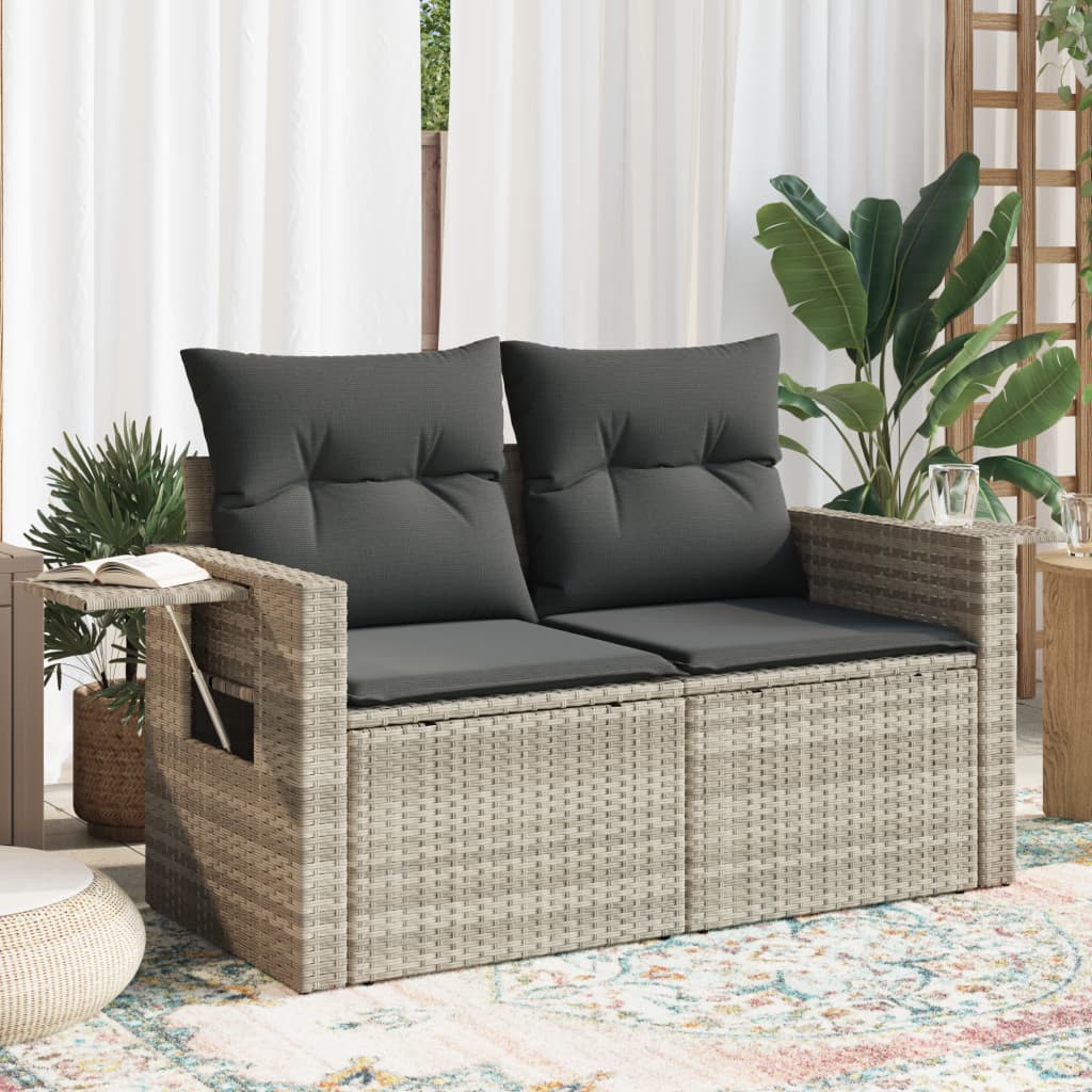 Tuinbank 2-Zits Met Kussens Poly Rattan