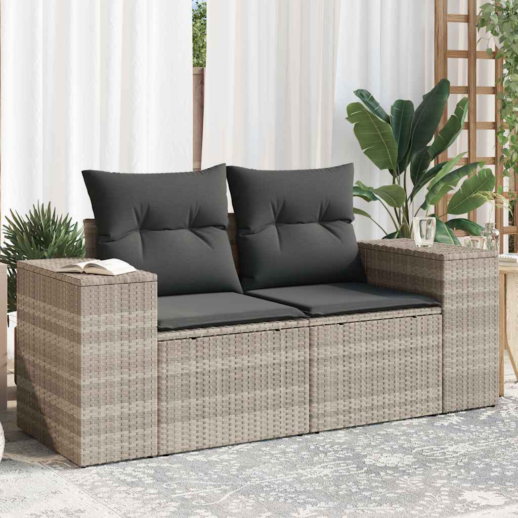 Tuinbank 2-Zits Met Kussens Poly Rattan